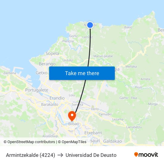 Armintzekalde (4224) to Universidad De Deusto map