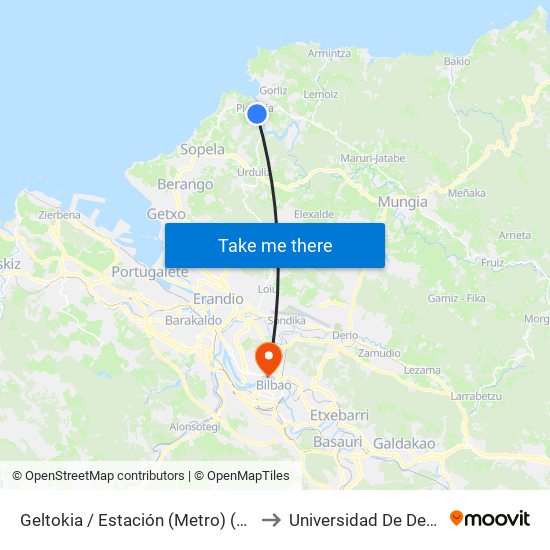 Geltokia / Estación (Metro) (4331) to Universidad De Deusto map