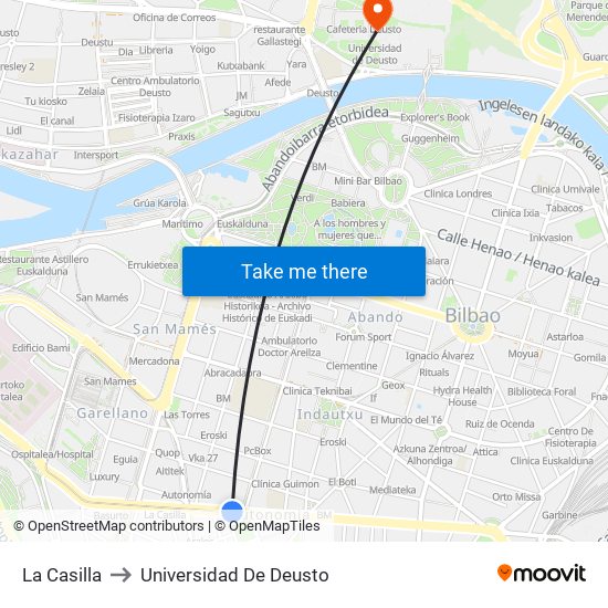 La Casilla to Universidad De Deusto map