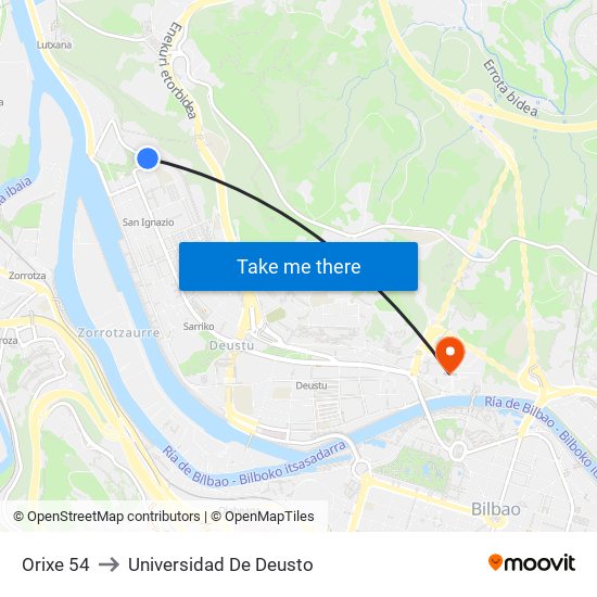 Orixe 54 to Universidad De Deusto map
