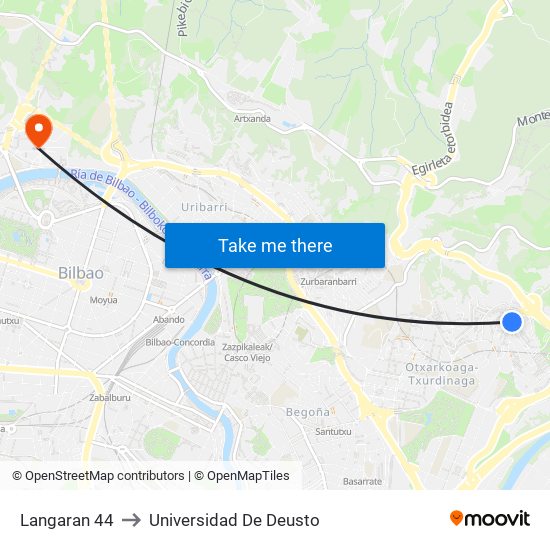 Langaran 44 to Universidad De Deusto map