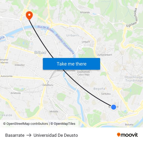 Basarrate to Universidad De Deusto map