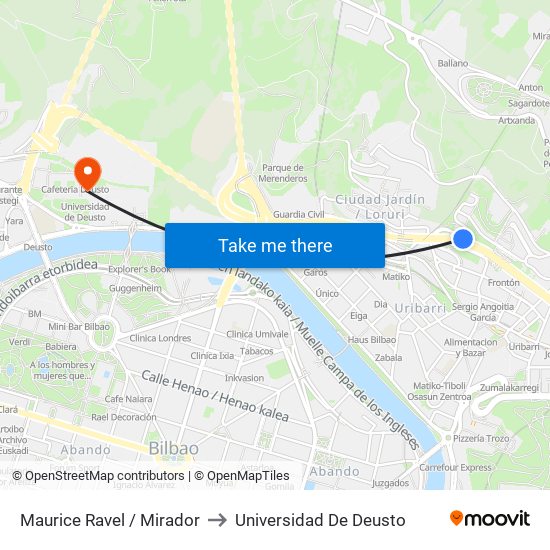 Maurice Ravel / Mirador to Universidad De Deusto map