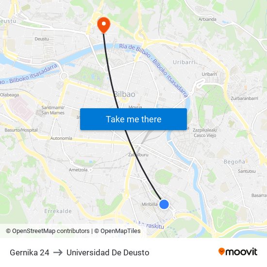 Gernika 24 to Universidad De Deusto map