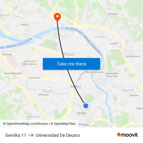 Gernika 11 to Universidad De Deusto map