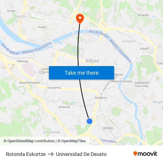 Rotonda Eskurtze to Universidad De Deusto map