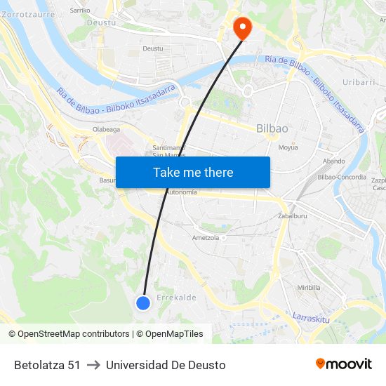 Betolatza 51 to Universidad De Deusto map