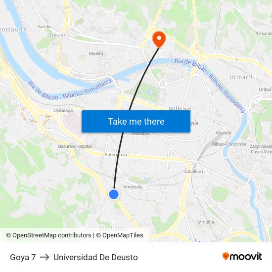 Goya 7 to Universidad De Deusto map