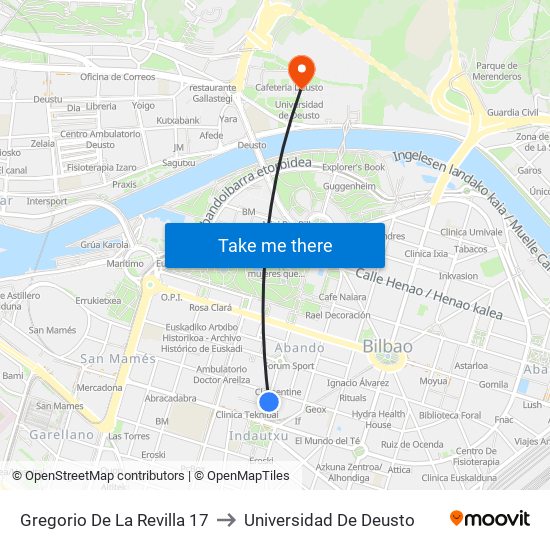Gregorio De La Revilla 17 to Universidad De Deusto map