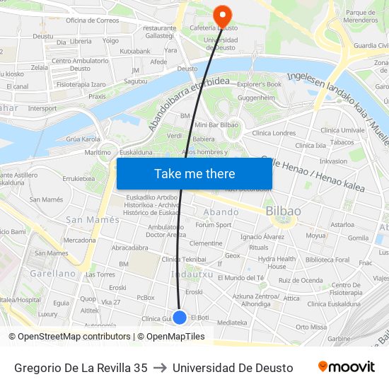 Gregorio De La Revilla 35 to Universidad De Deusto map