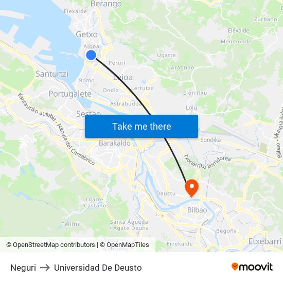 Neguri to Universidad De Deusto map