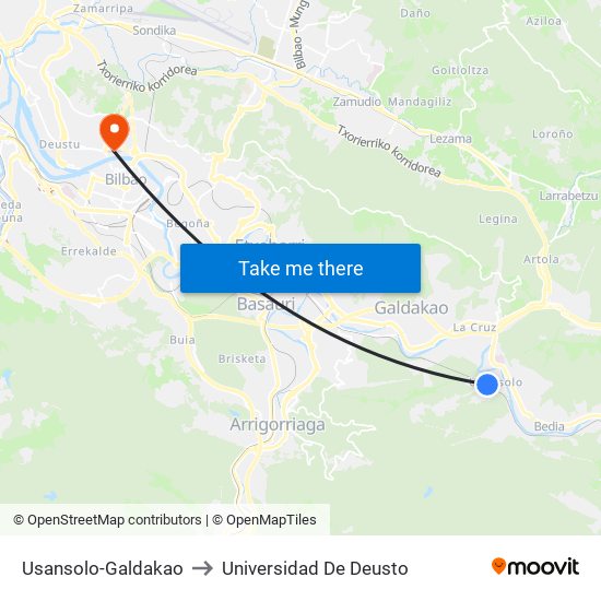 Usansolo-Galdakao to Universidad De Deusto map