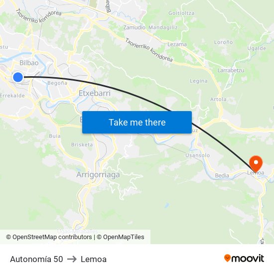 Autonomía 50 to Lemoa map