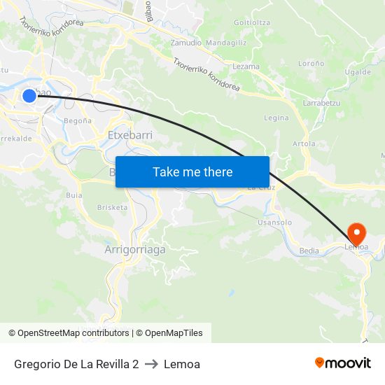 Gregorio De La Revilla 2 to Lemoa map