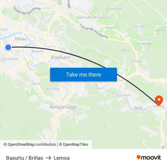 Basurtu / Briñas to Lemoa map