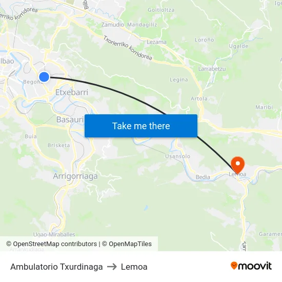 Ambulatorio Txurdinaga to Lemoa map