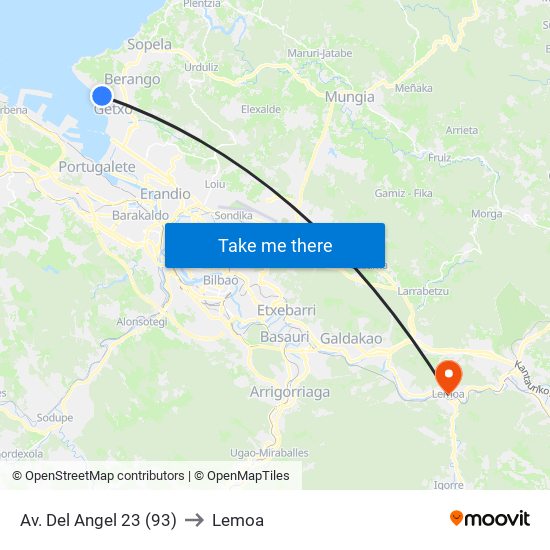 Av. Del Angel 23 (93) to Lemoa map