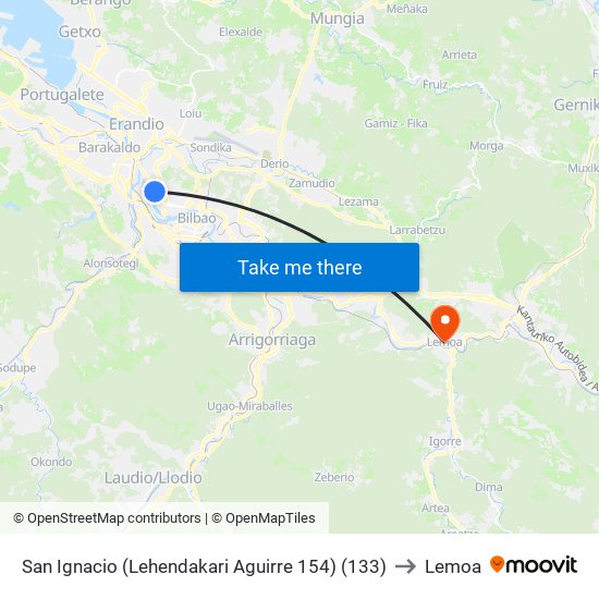 San Ignacio (Lehendakari Aguirre 154) (133) to Lemoa map