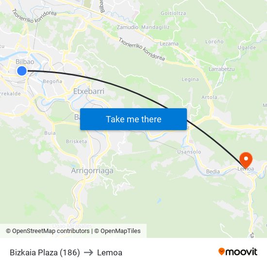 Bizkaia Plaza (186) to Lemoa map