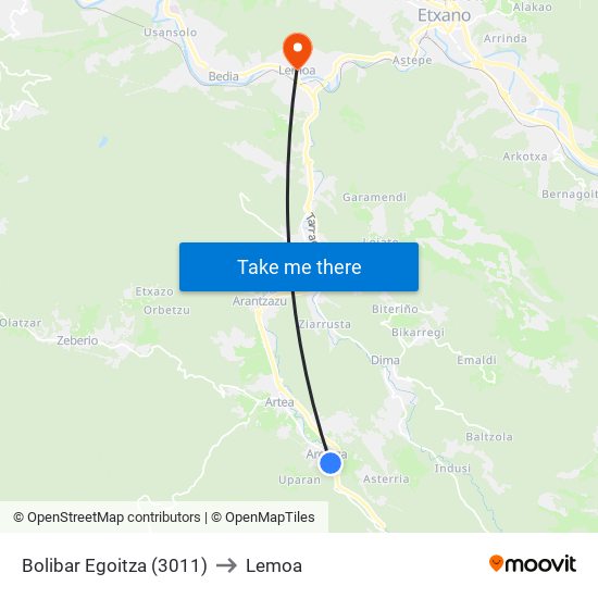 Bolibar Egoitza (3011) to Lemoa map