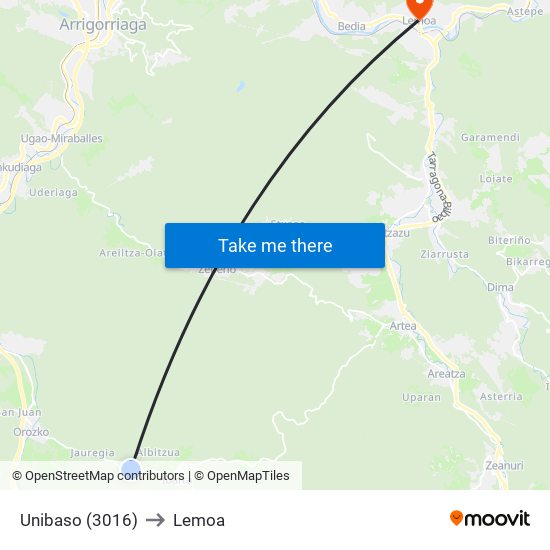 Unibaso (3016) to Lemoa map