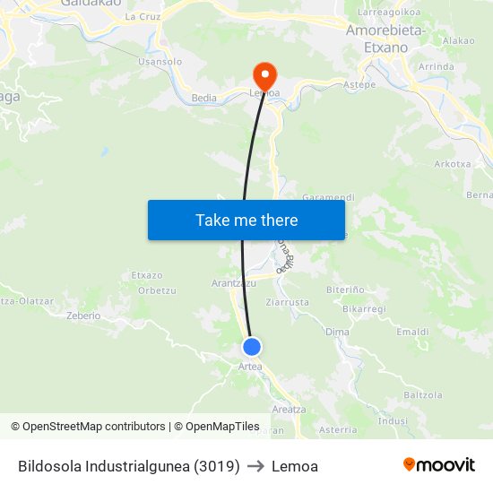 Bildosola Industrialgunea (3019) to Lemoa map