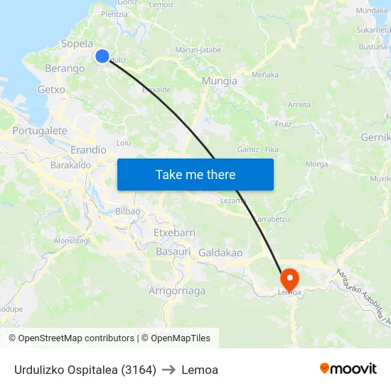 Urdulizko Ospitalea (3164) to Lemoa map