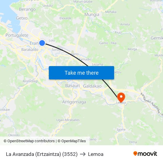 La Avanzada (Ertzaintza) (3552) to Lemoa map