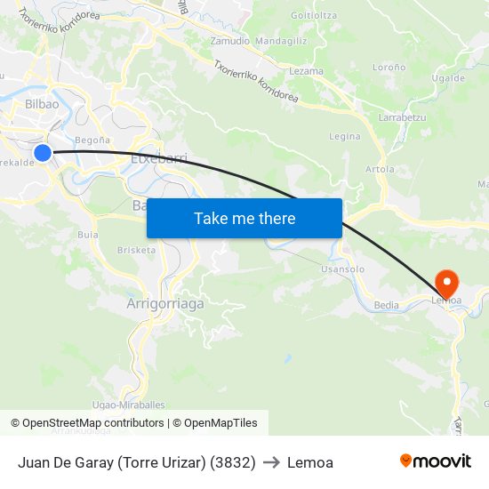 Juan De Garay (Torre Urizar) (3832) to Lemoa map