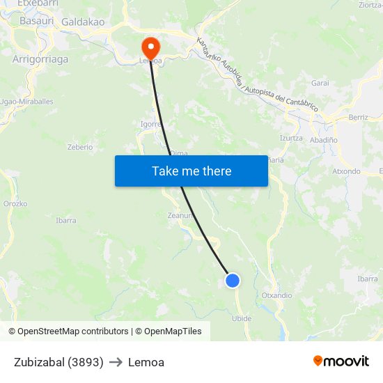 Zubizabal (3893) to Lemoa map