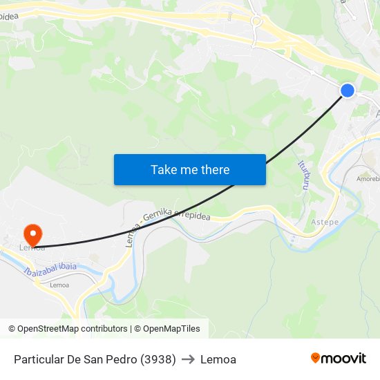 Particular De San Pedro (3938) to Lemoa map