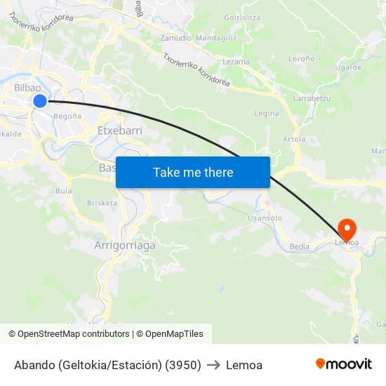 Abando (Geltokia/Estación) (3950) to Lemoa map