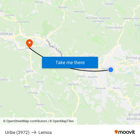 Uribe (3972) to Lemoa map