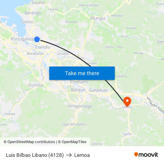 Luis Bilbao Libano (4128) to Lemoa map