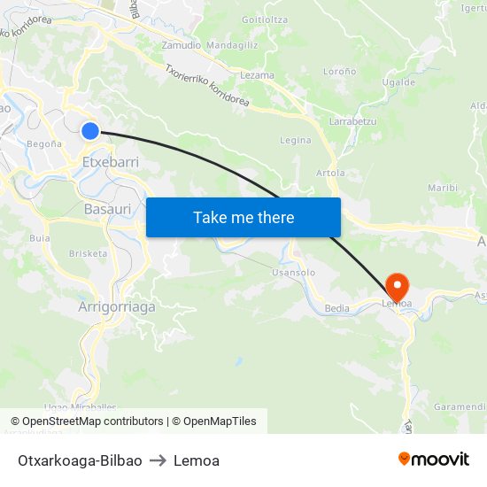 Otxarkoaga-Bilbao to Lemoa map