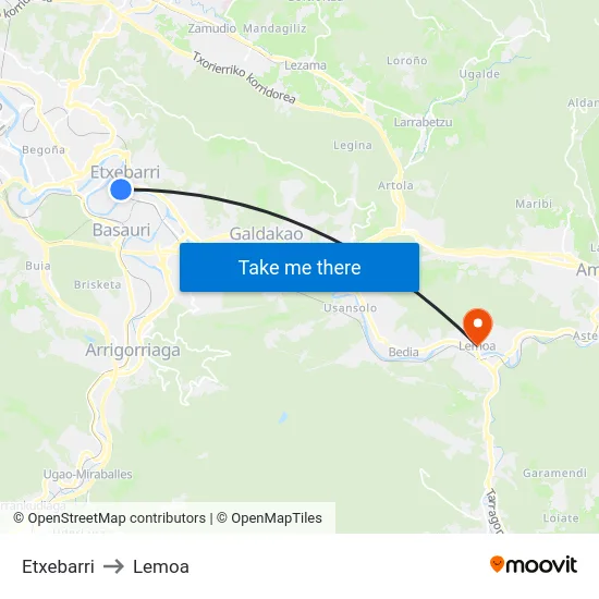 Etxebarri to Lemoa map