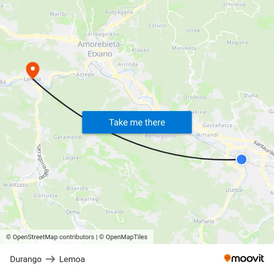 Durango to Lemoa map
