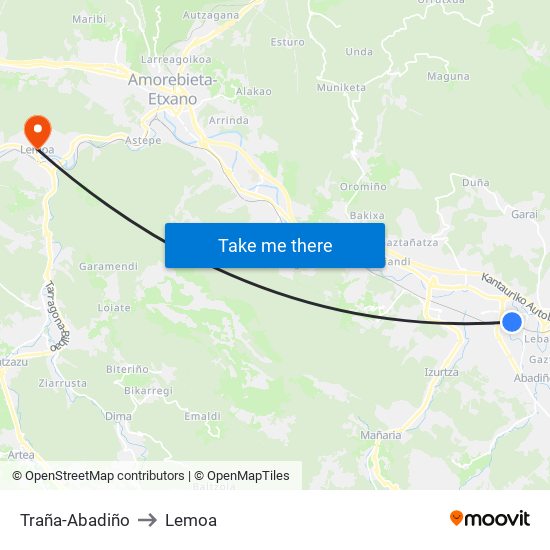 Traña-Abadiño to Lemoa map