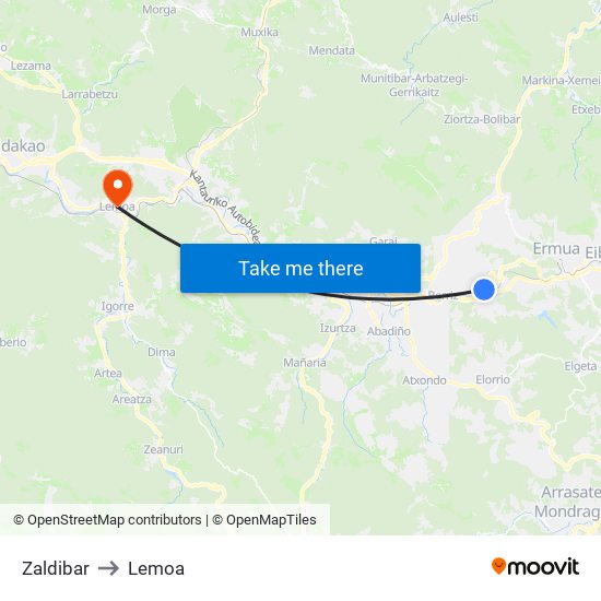 Zaldibar to Lemoa map