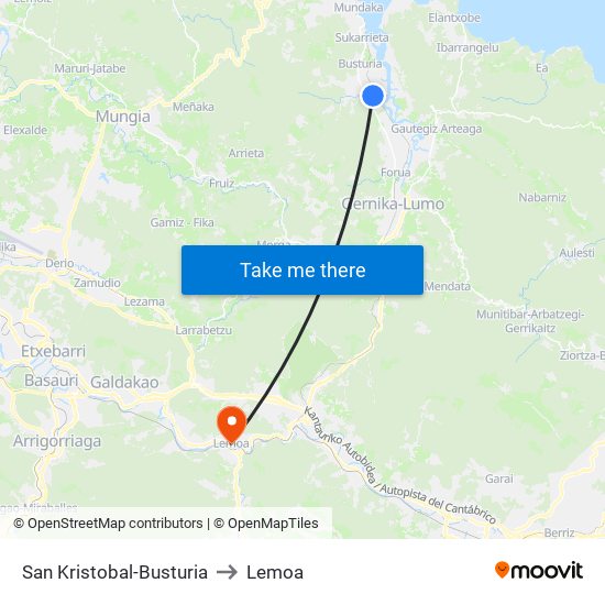 San Kristobal-Busturia to Lemoa map