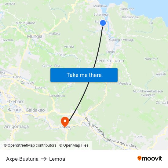 Axpe-Busturia to Lemoa map