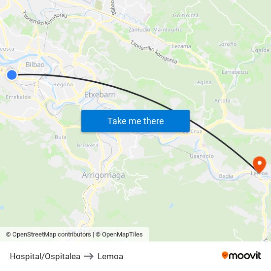 Hospital/Ospitalea to Lemoa map