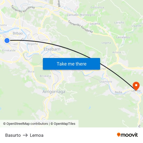 Basurto to Lemoa map