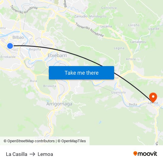 La Casilla to Lemoa map