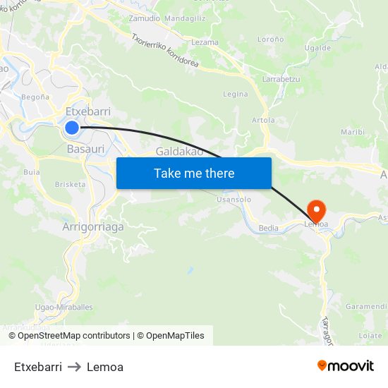 Etxebarri to Lemoa map