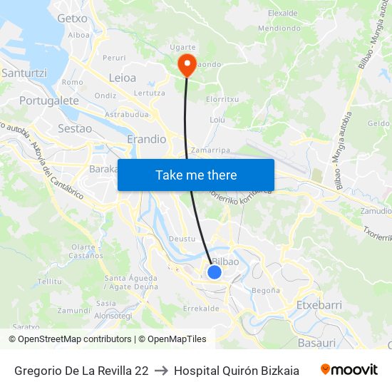 Gregorio De La Revilla 22 to Hospital Quirón Bizkaia map