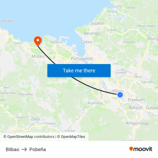 Bilbao to Pobeña map
