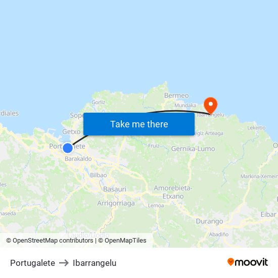 Portugalete to Ibarrangelu map