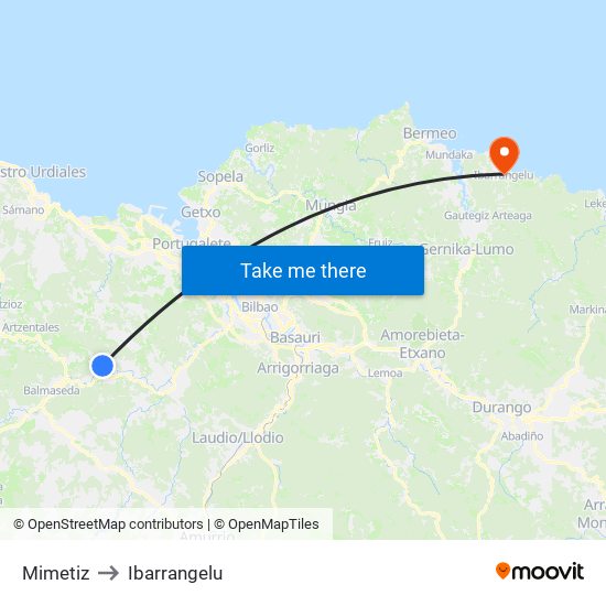 Mimetiz to Ibarrangelu map
