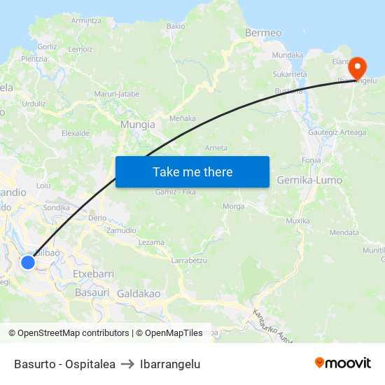 Basurto - Ospitalea to Ibarrangelu map